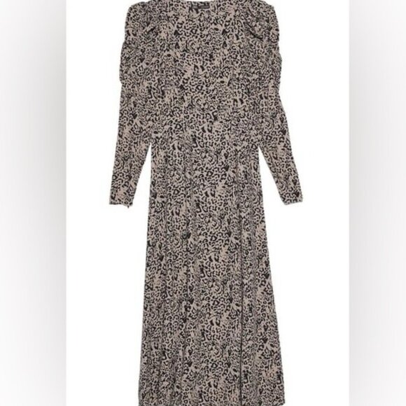 ZARA nwt ANIMAL PRINT DRESS SQUARE NECKLINE PUFF SHOULDER MIDI - s - Picture 4 of 9
